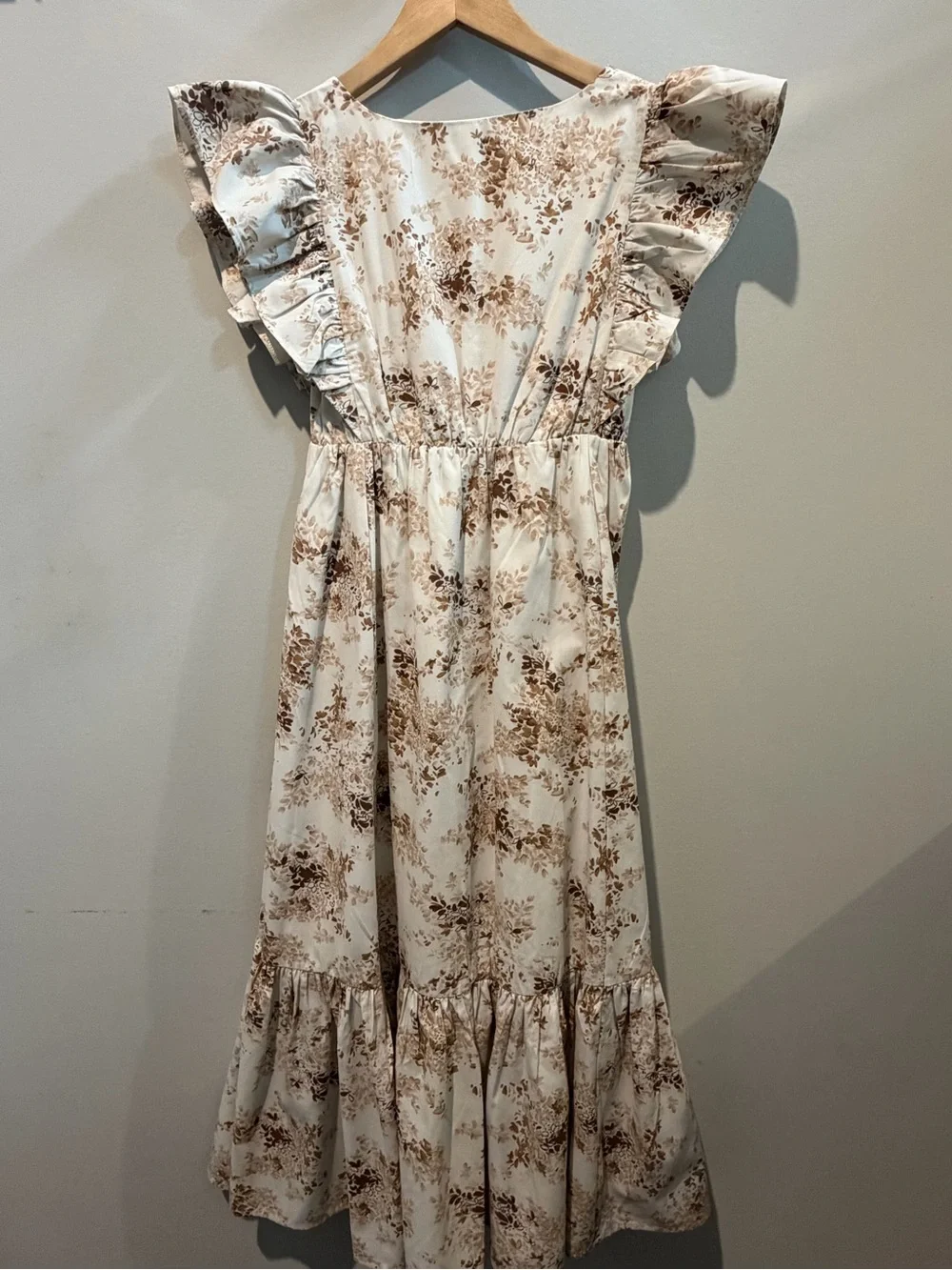 Abercrombie & Fitch Cream Maxi Dress with Brown Floral Print